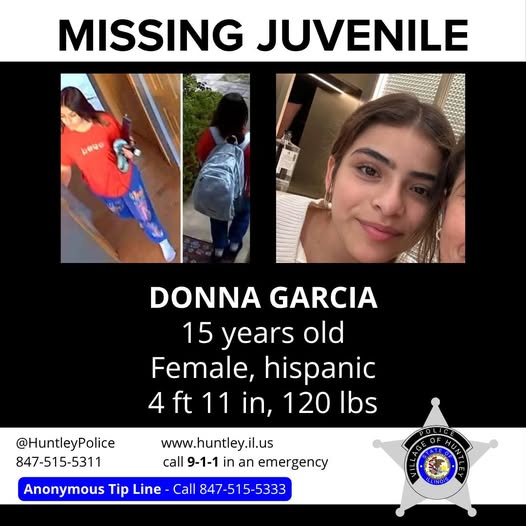 Huntley Police Search for Missing 15-Year-Old Donna Garcia After She Vanishes Near Golden Gate Avenue